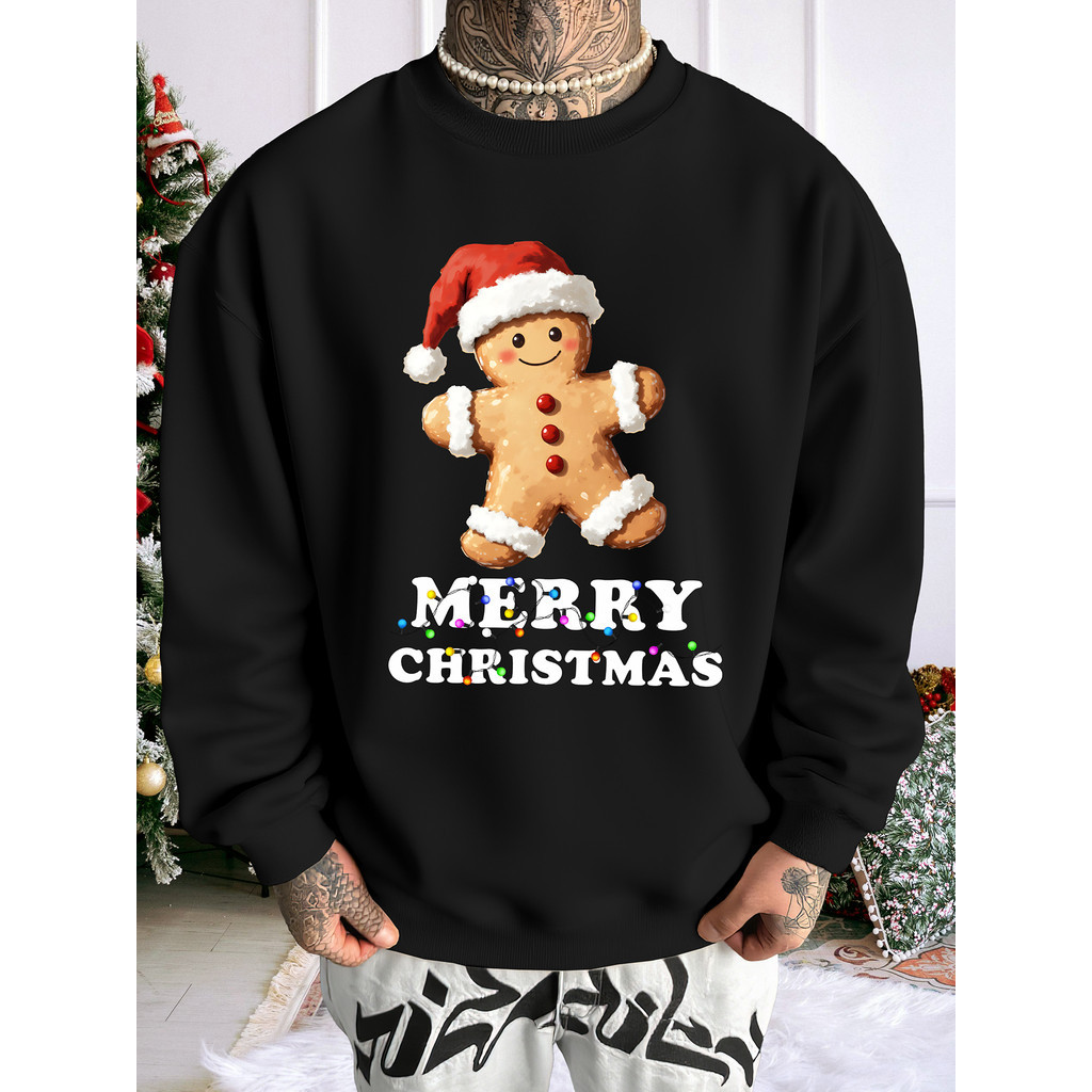 Moletom Careca Unissex Estampa Merry Cristmas, Moletom Casual de Inverno, Alta Qualidade, Promoção Envio Rápido