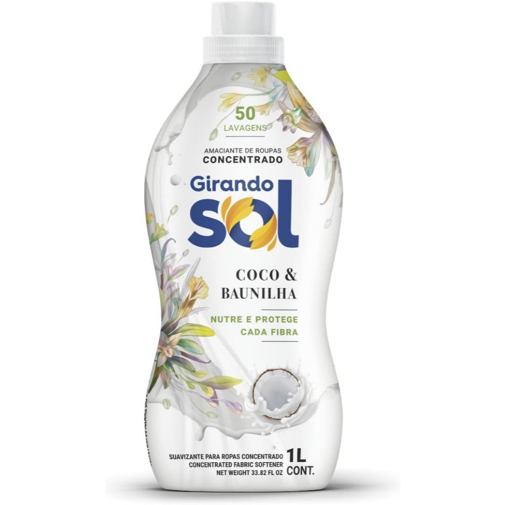 Amaciante de Roupas Concentrado Coco Baunilha 1L - Girando Sol