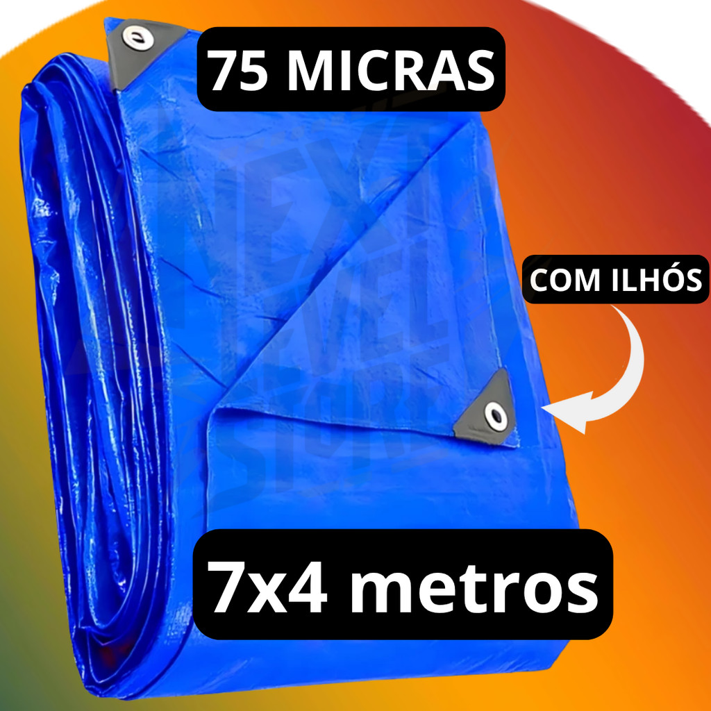 Lona Impermeável 7x4 Reforçada Multiuso Piscina Camping Construção Reforma Mudança