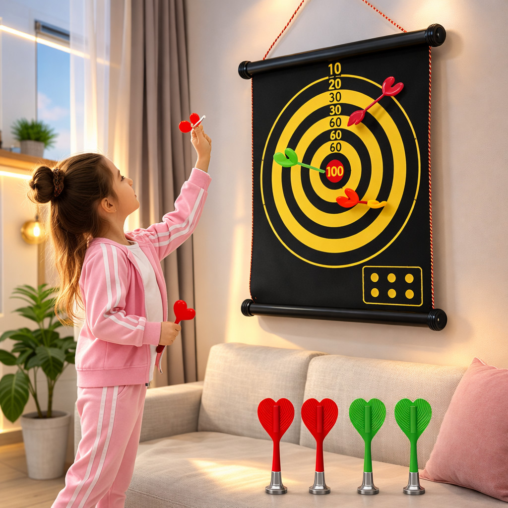 Jogo de Dardos Magnético Dobrável Portátil 4 Dardos Ponta Imã Diversão Família