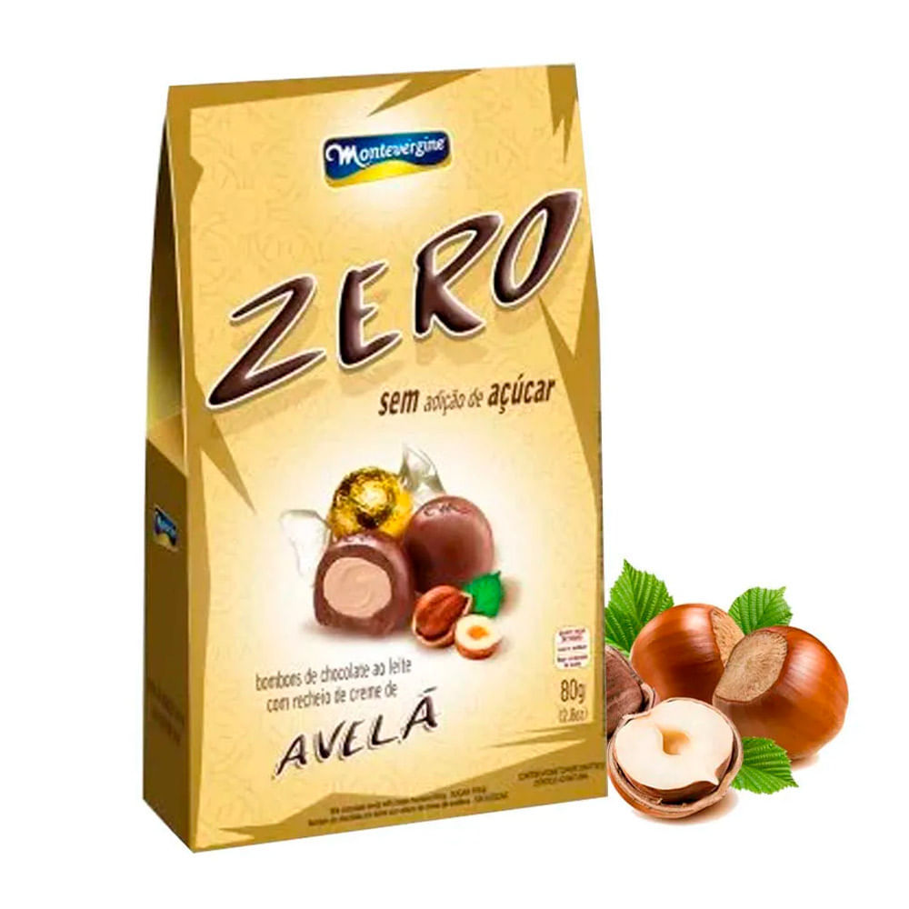 Bombons Montevérgine com Recheio de Avelã Zero Açúcar 80g em Oferta na Shopee