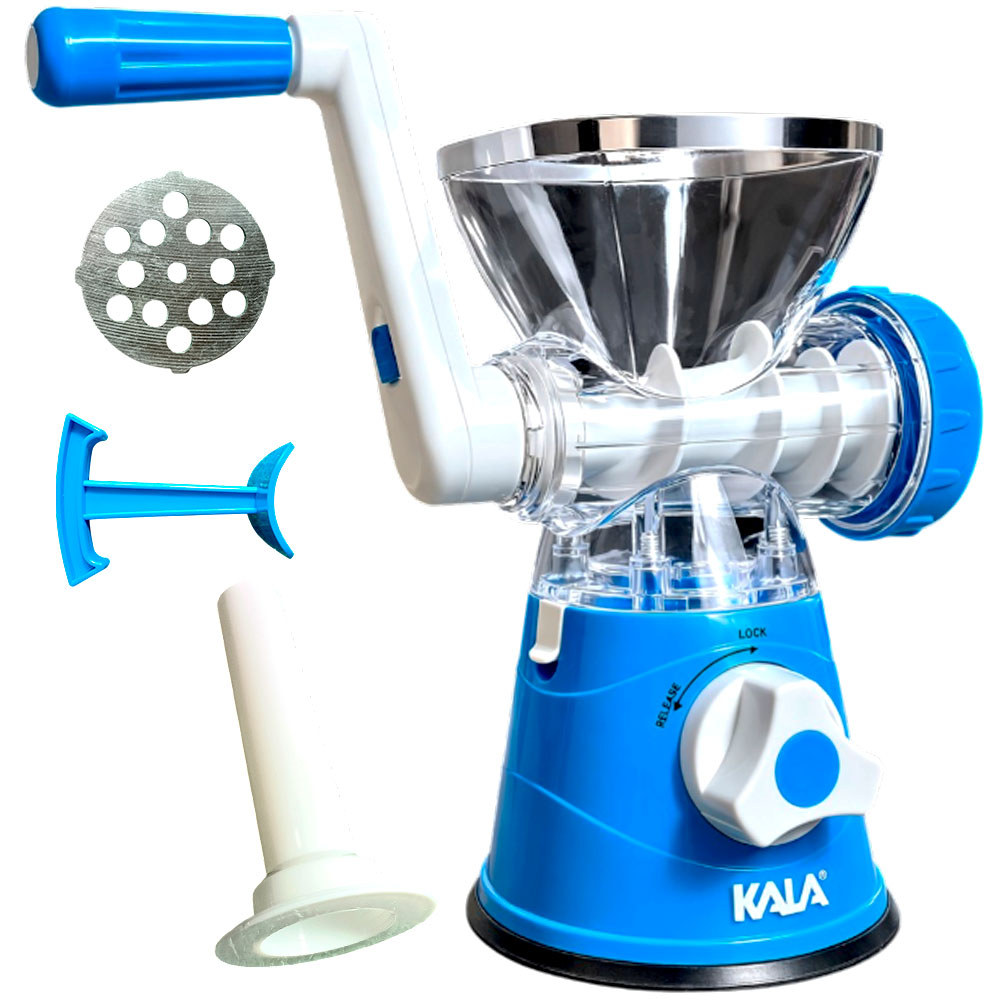 Moedor de Carne Manual KALA 2 Discos 4mm 8mm Com Ventosa e Cone Linguiça