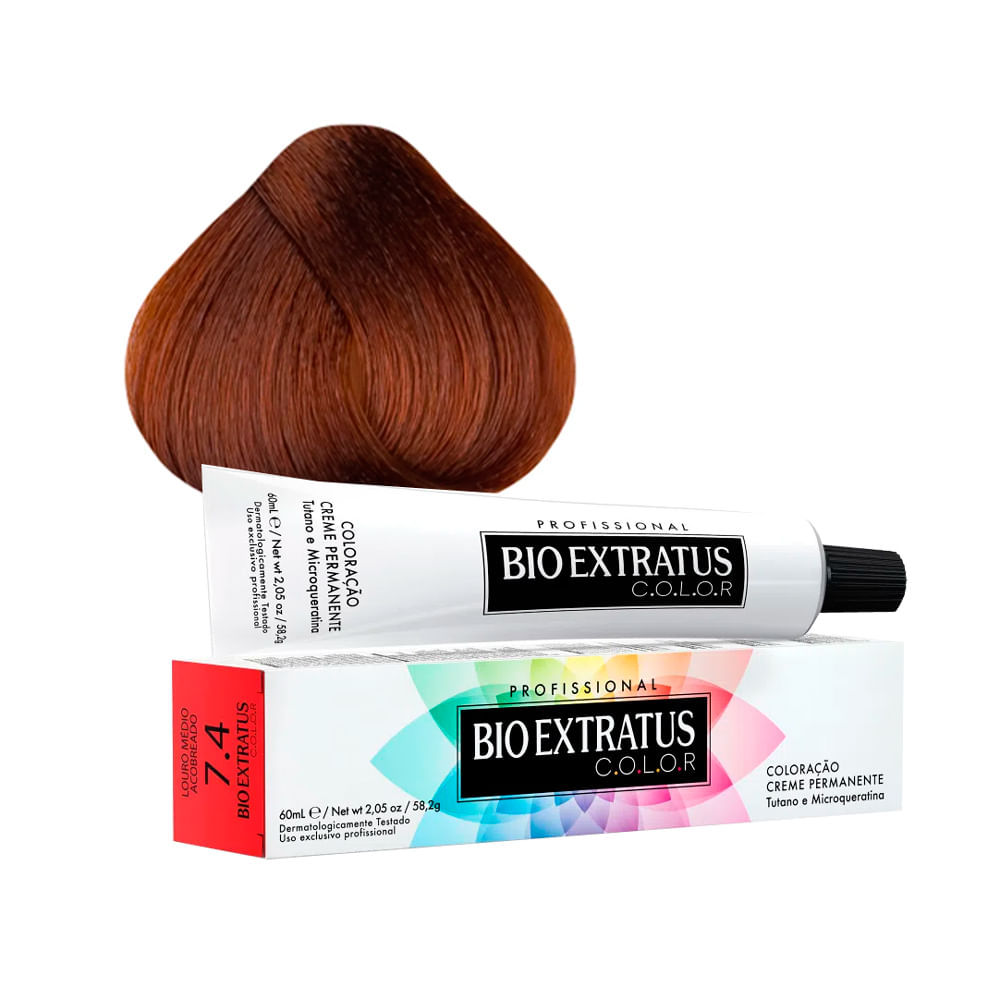 Tintura Creme Bio Extratus Color Louro Médio Acobreado 7.4 60ml em Oferta na Shopee