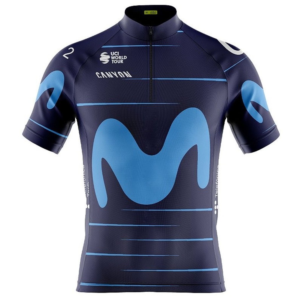 Camiseta Ciclismo Masculina Dryfit Proteção UV Bike MTB Speed Movistar Azul