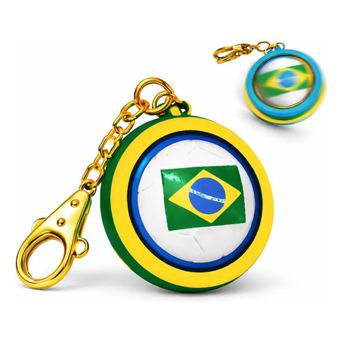 Chaveiro Bola Brasil Copa Spinner Giratório Amarelo Verde E Azul
