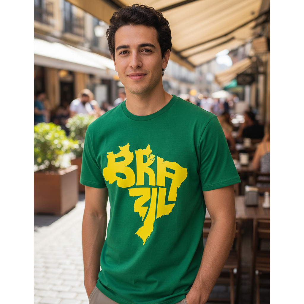 Camiseta Camisa Do Brasil Copa Futebol Estampada Manga Curta Unissex