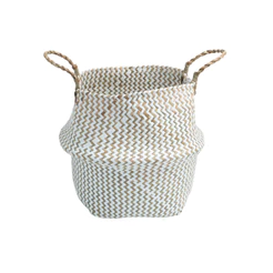 Cesto de Seagrass Branco 39cm com Alças - Oikos