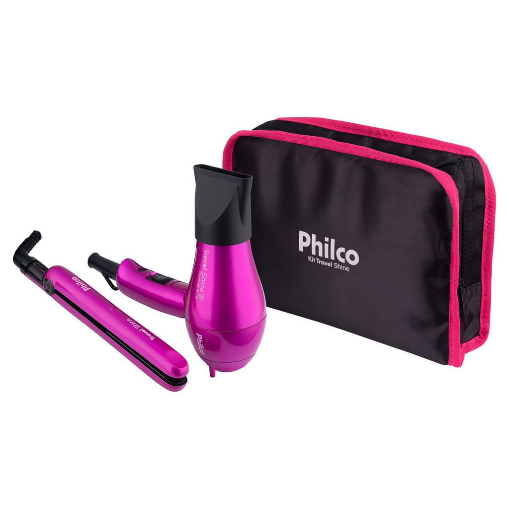 Imagem Kit Philco Prancha + Secador Travel Shine Rosa