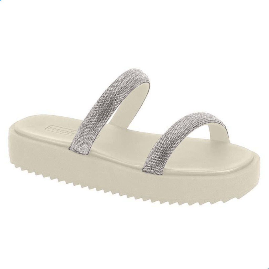 Sandalia Moleca Papete Flatform Birk Slide Tiras Glam Macia 5489.115