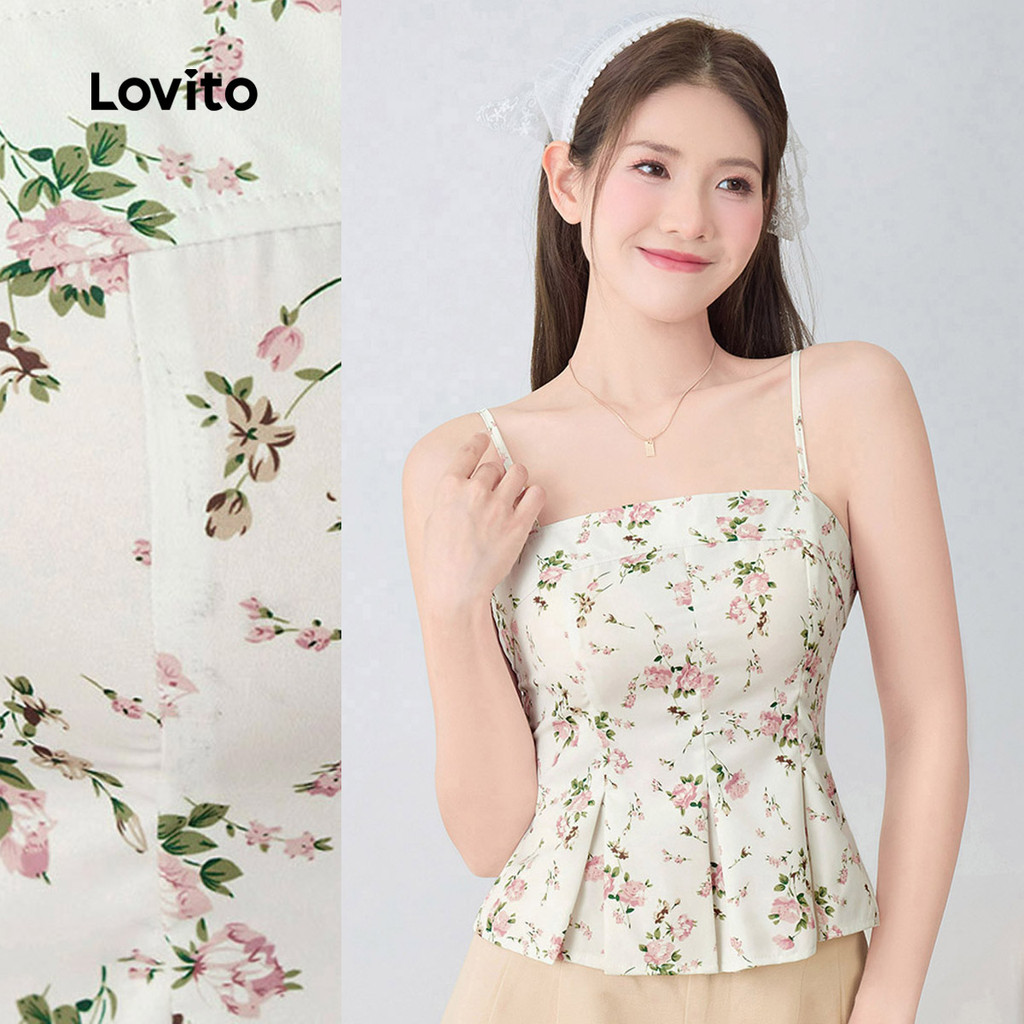 Lovito Casual Top Lazer Padrão Primavera/verão Top para Mulheres L179AD112