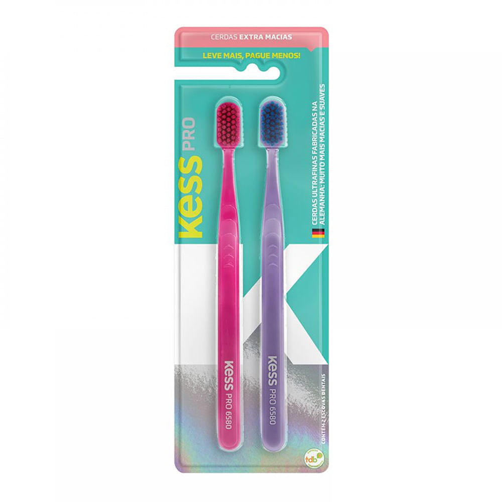 Escova Dental Kess Pro Extra Macia Cores Sortidas 2 Unidades + Capa Protetora em Oferta na Shopee