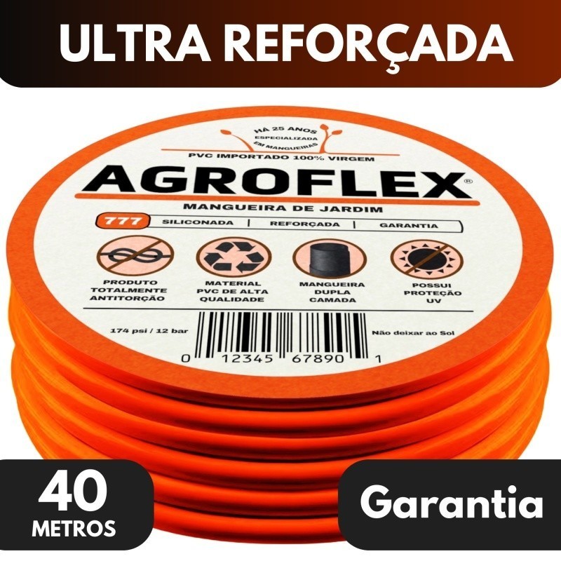 Mangueira de Jardim AgroFlex 40 Metros + Conj. Tramontina Profissional