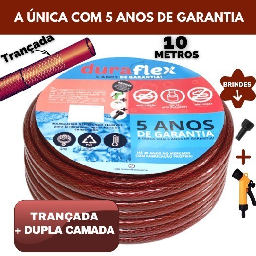 Mangueira de Jardim Recapada Vermelha Trançada 10mts Profissional