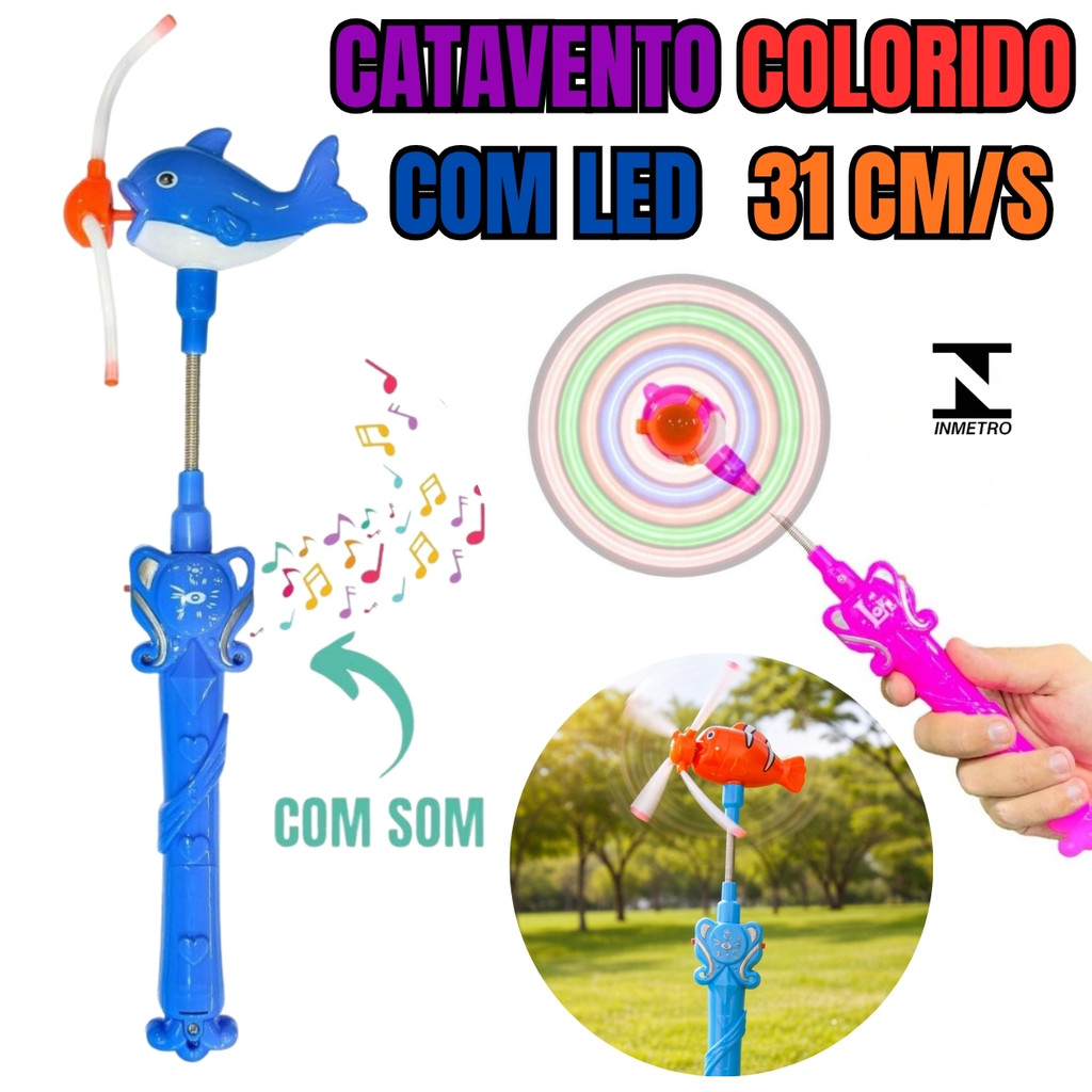 Catavento Infantil Divertido com Hélice Brinquedo de Girar ao Vento