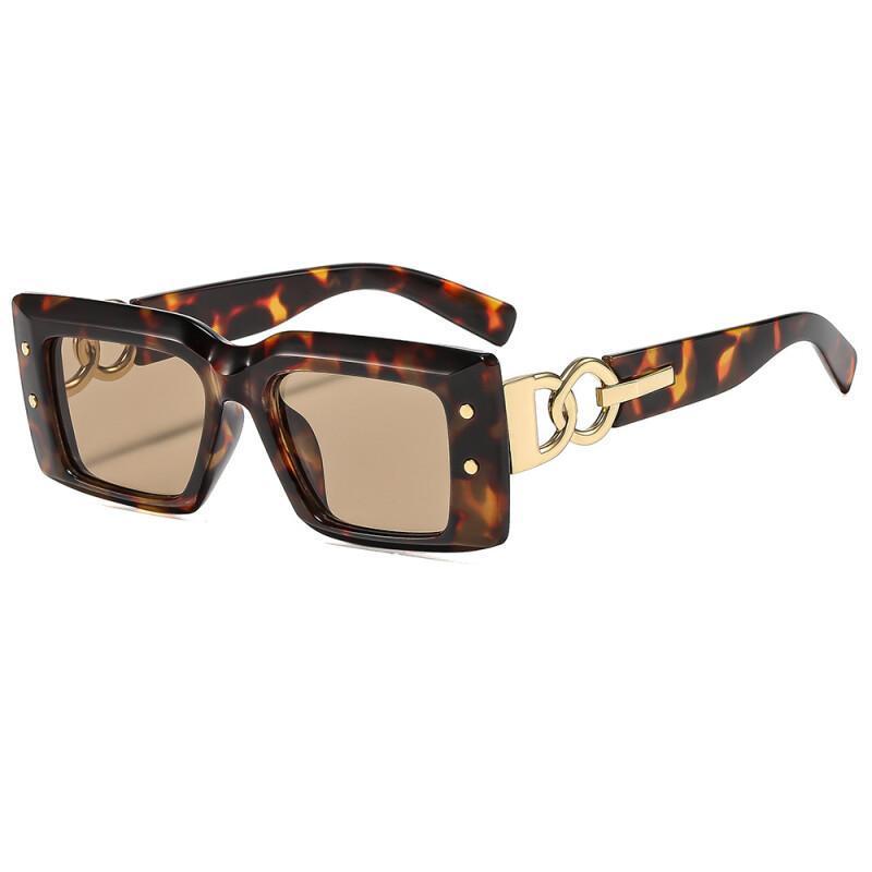 Óculos de Sol Retangulares Vintage para Mulheres, Óculos de Sol Estilosos com Decoração Retro Punk, Óculos de Sol Elegan