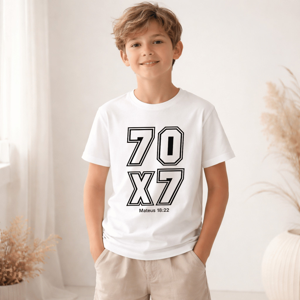 Camiseta Infantil e Juvenil Estampada 70x7  Cristão 100% Algodão Premium Criança Personalizada Unissex Blusa Camisa