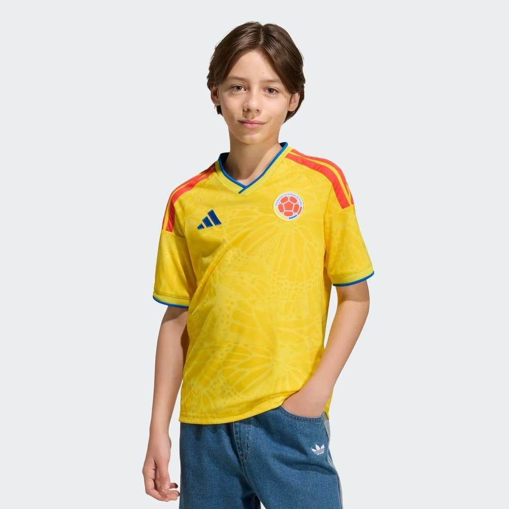 Camisa Colômbia I Adidas 2026 Infantil Amarela Oficial + NF