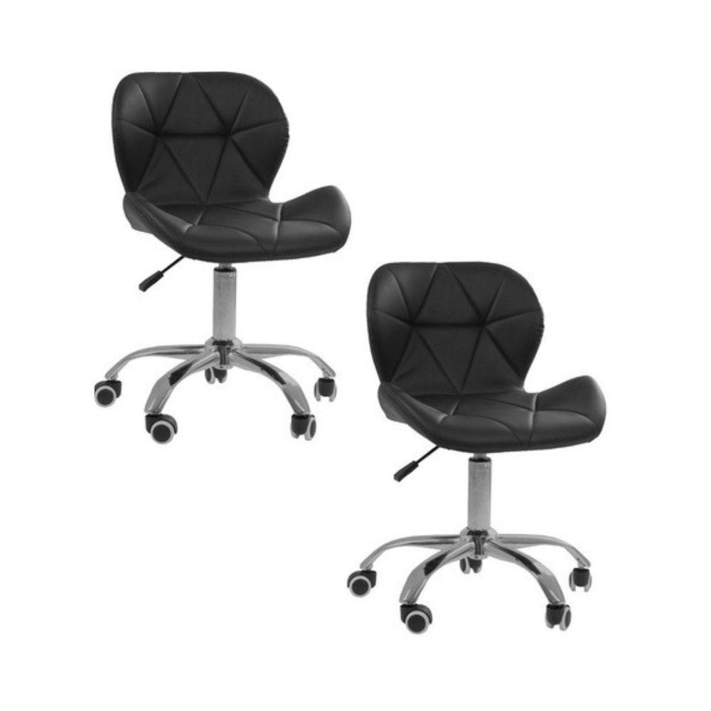 Kit 02 Cadeiras Office Eiffel Slim Ajustável Oficial Kit 2 Preto