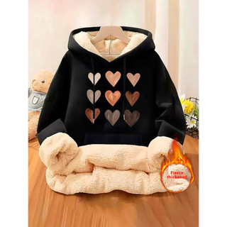 Blusa Moletom Feminino Casaco Moletom Feminino Moletom Peluciado Feminino Grosso Premium Estampado Estiloso
 Preto