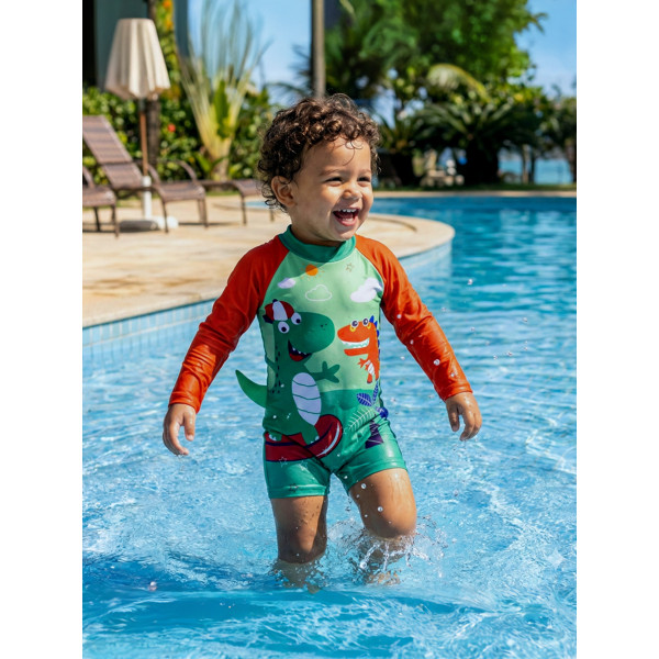 Maiô Infantil de Natação: Manga Longa e Proteção UV50 - Praia e Piscina no Verão