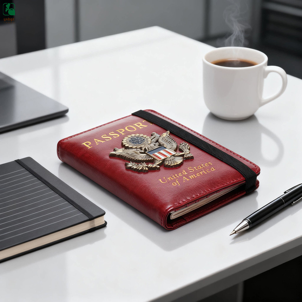 RFIDs Bloqueando Porta-Cartões De Passaporte De Negócios Carteira Couro PU Com Presente De Ação De Graças Dos Eua