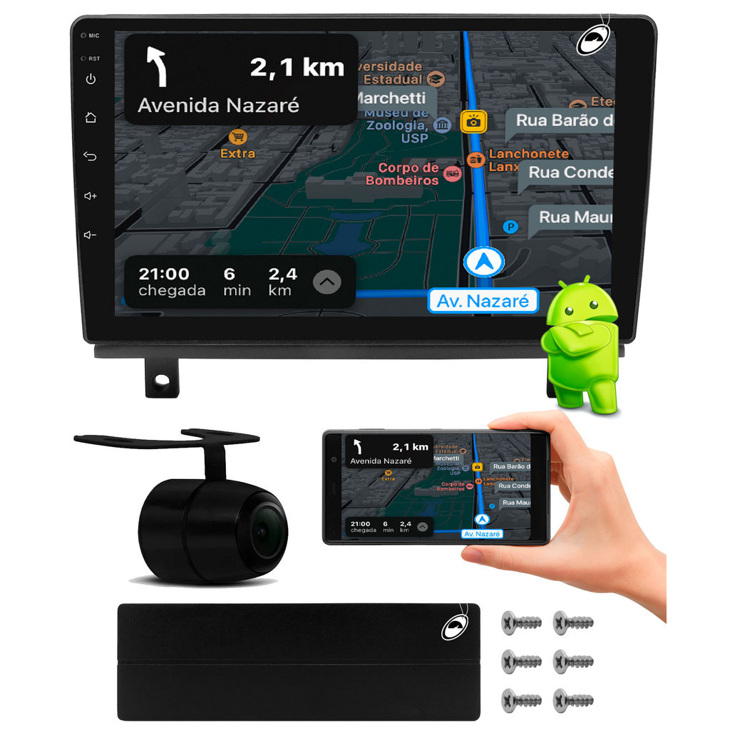 Multimidia 9" Android Corsa G1 Hatch Sedan Classic Android Auto Car Play + Câmera Ré