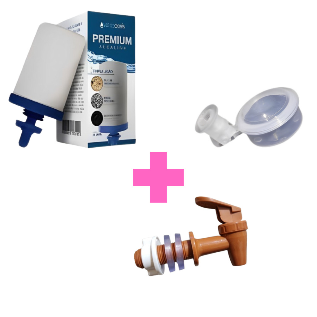 Kit Vela Filtro De Barro Carvão Ativado e Prata Coloidal Tripla Ação +1 Boia + 1 Torneira Marrom