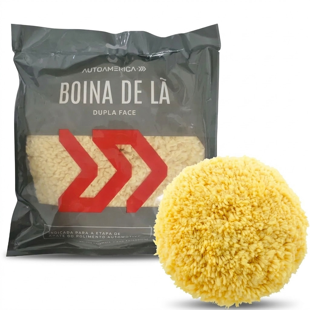 Boina de Lã Dupla Face Amarela Super Macia 8" Autoamerica