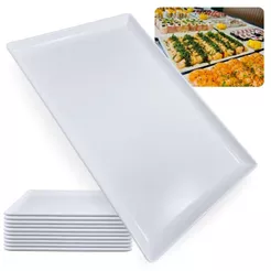 Kit 10 Pratos / Bandejas para Buffet Sushi Restaurante Japonês Travessa de 35cm em Melamina/ Plástico