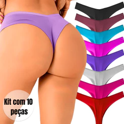 Calcinha Fio Duplo Levanta Bumbum Sem Marca Microfibra Macia Alta Elasticidade