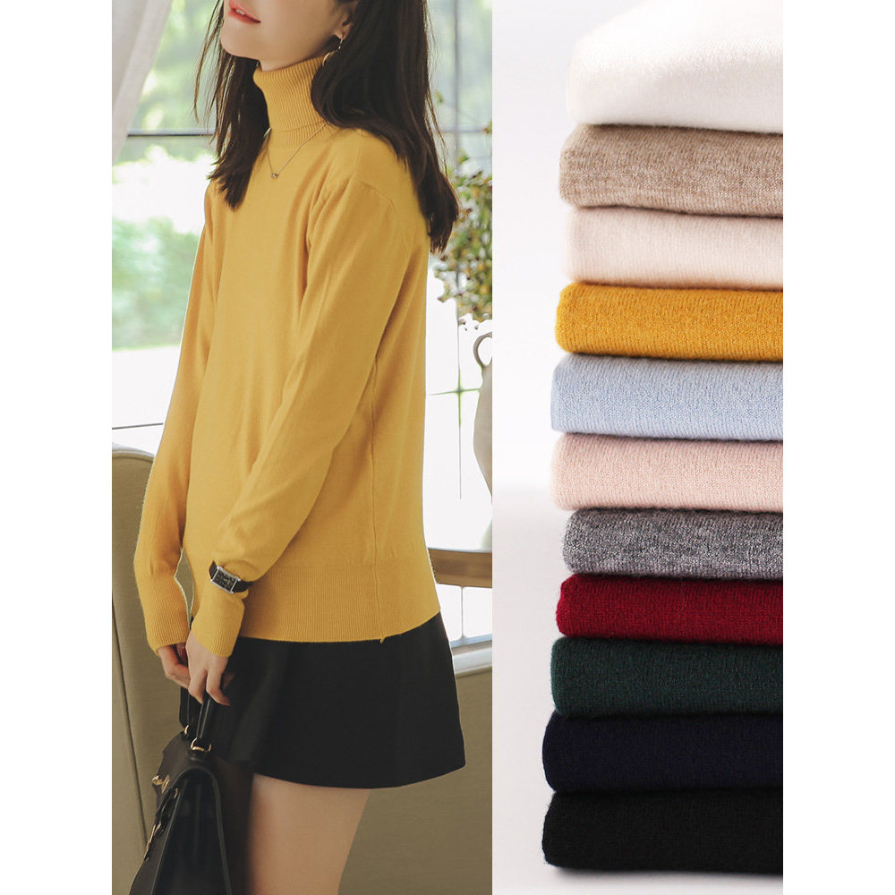 Camisola de maternidade de comprimento médio solto outono inverno curto gola alta camisa de fundo malhas versão coreana 