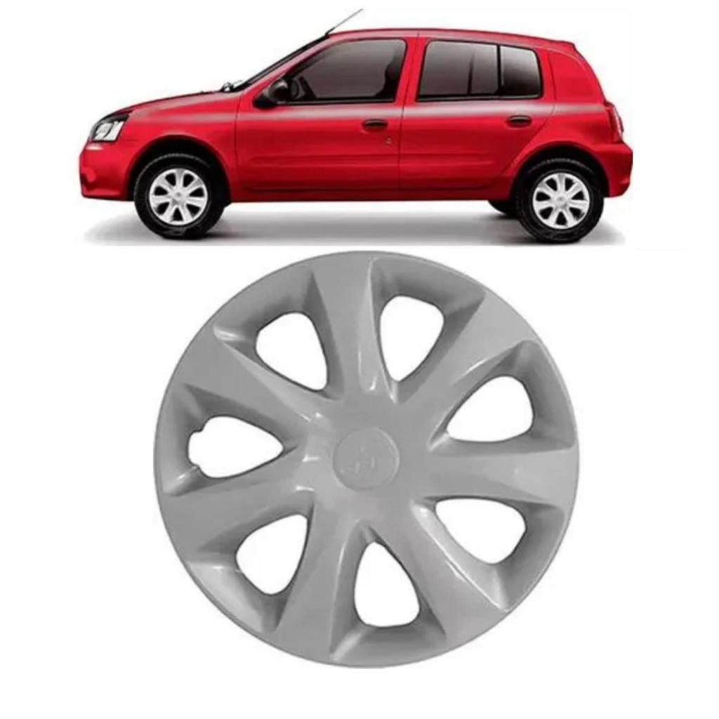 1 Calota Clio 1996 até 2015 Aro 13 Polegadas Encaixe Pressão Grid