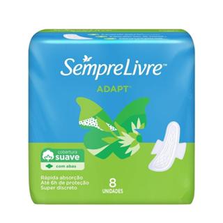 ABSORVENTE SEMPRE LIVRE ADAPT COBERTURA SUAVE COM ABAS 8 UNIDADES em Oferta na Shopee