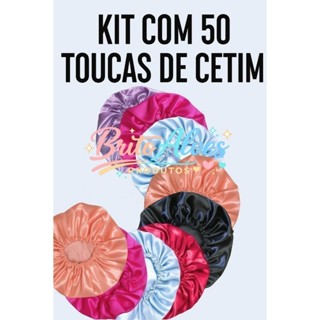 Kit com 50 toucas de cetim antifrizz - Para RevenderBPVB em Oferta na Shopee