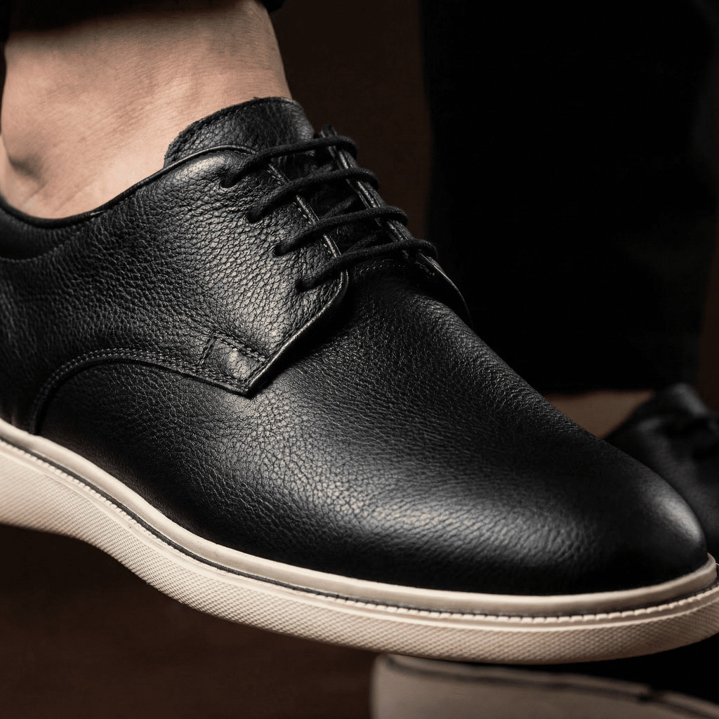 Sapato Masculino Oxford Derby Em Couro Legítimo Calçado Casual Social Confortável Macio Elegante Para o Dia a Dia