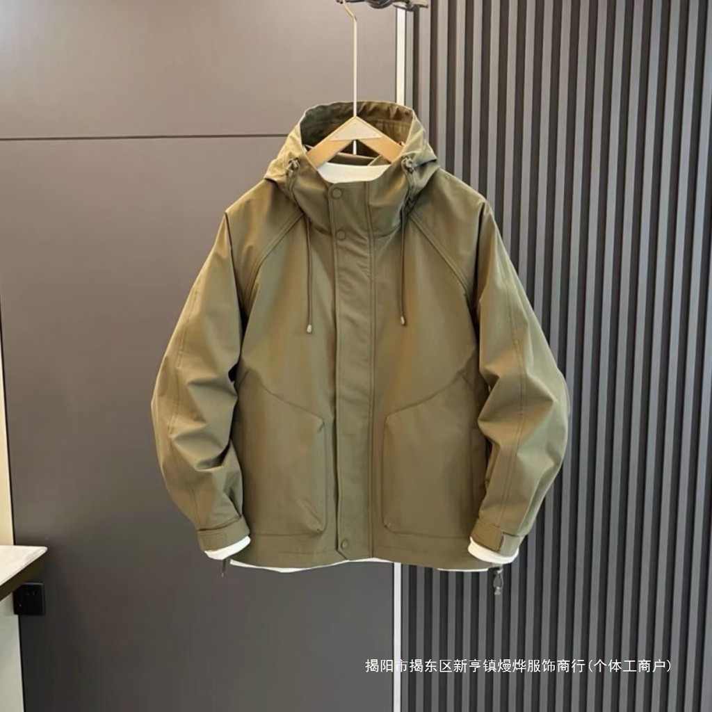 Primavera outono jaqueta jaqueta masculina à prova de vento topo cor sólida com capuz moda novo estilo Casual solto ferr