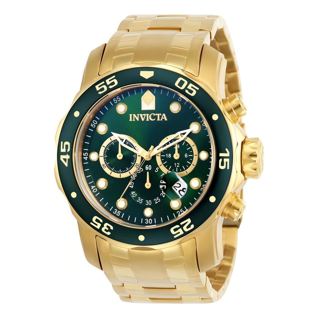 Relogio Invicta Pro Diver 0075 Scuba 100% Original Verde 18k Cor da correia Dourado Cor do bisel Dourado