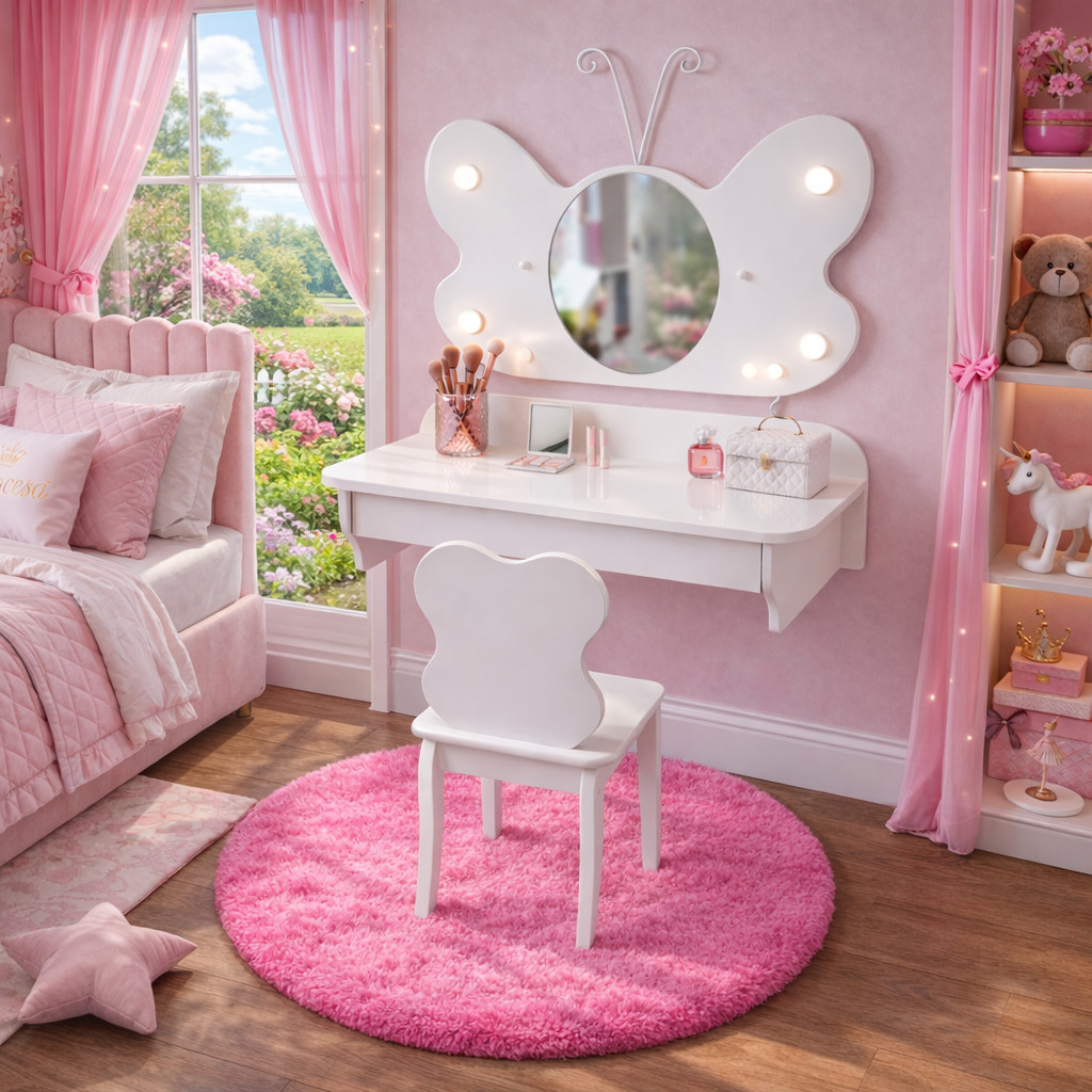 Penteadeira Infantil Branca Camarim Espelho 100% MDF Luxo