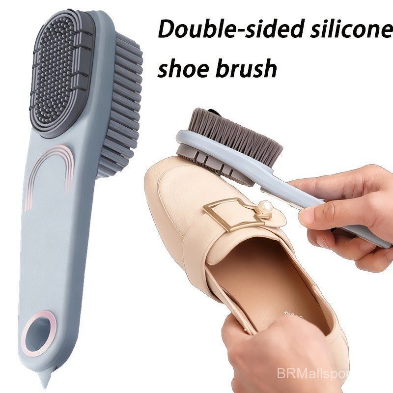 Escova de Sapatos Multifuncional de Dupla Face com Cerdas Macias, Escova de Limpeza para Sapatos de Couro, Não Danifica 