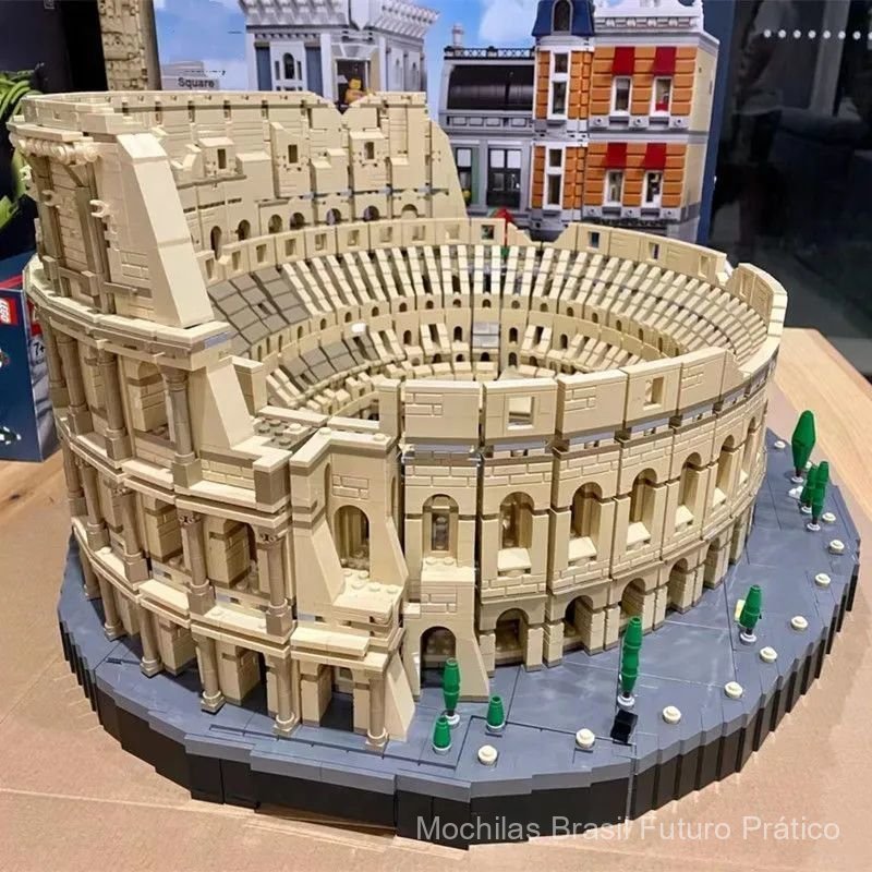 Brinquedo de Blocos de Montar do Coliseu Romano Antigo Compatível com Lego, Modelo de Decoração da Série Cenário Urbano,
