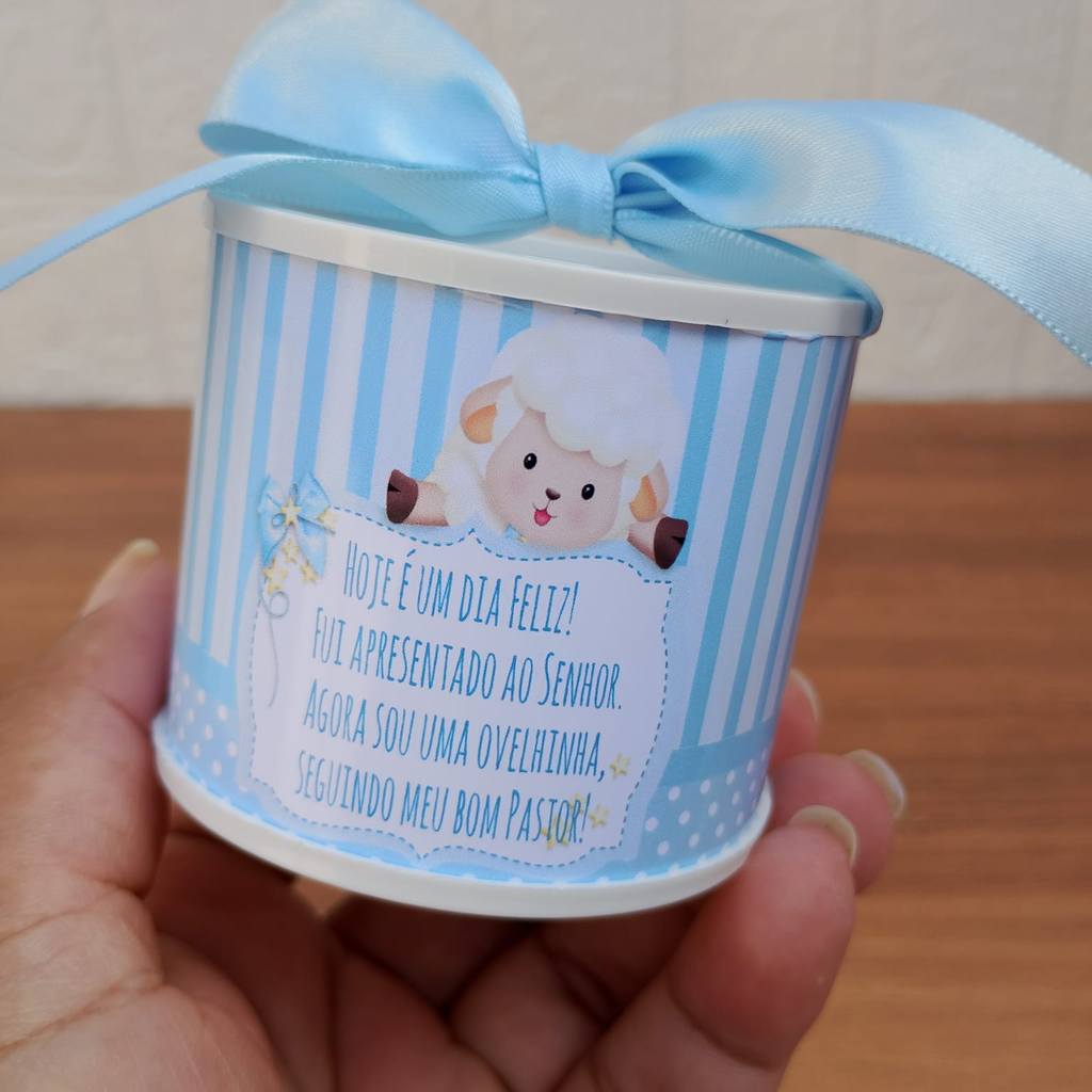 Kit Tubolata Personalizada 5x6 * Lembrancinhas APRESENTAÇÃO IGREJA OVELHINHA -Chá de Bebe - Aniversário - Maternidade -