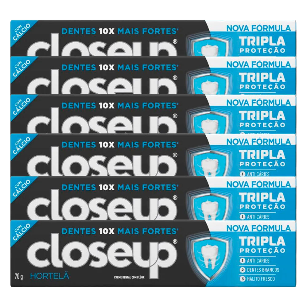 Kit Creme Dental Close Up Triple Hortelã 70g - 6 Unidades