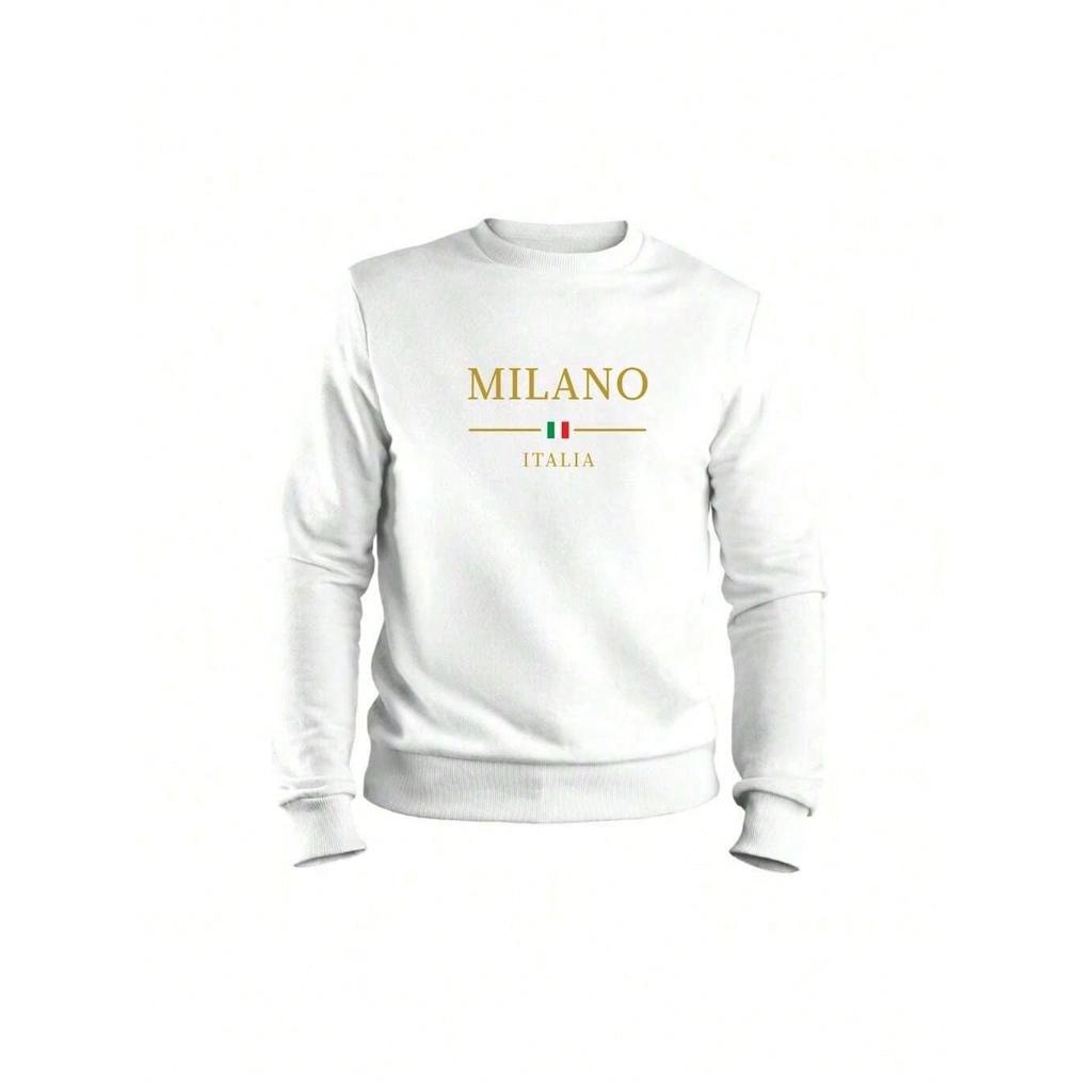 Blusa de Frio Moletom Milano Italia Casual Flanelado Careca Gola Redonda