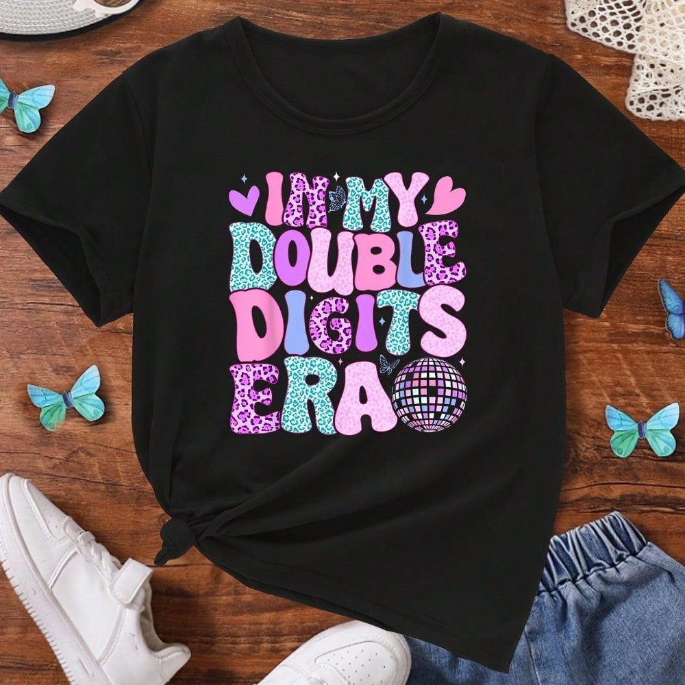Blusinha Infantil Para Moça Jovem Adolescente Camiseta Casual Infantil Estilosa de Verão com Estampa de Carta Colorida