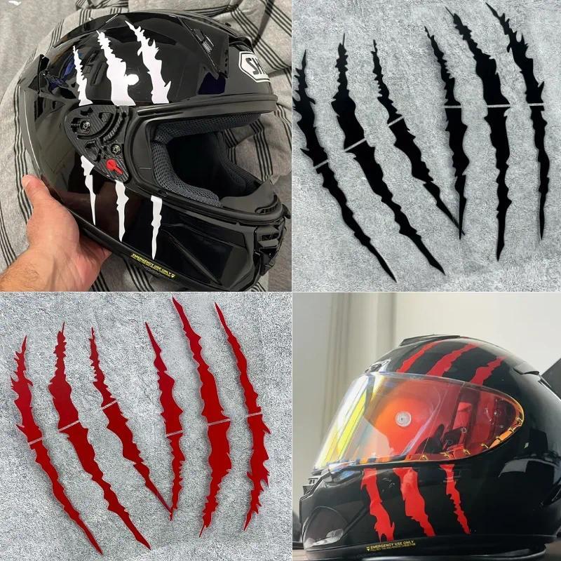 2 Peças Monster Claw Scratch DIY Capacete De Motocicleta Adesivos Moto Corpo Vinil