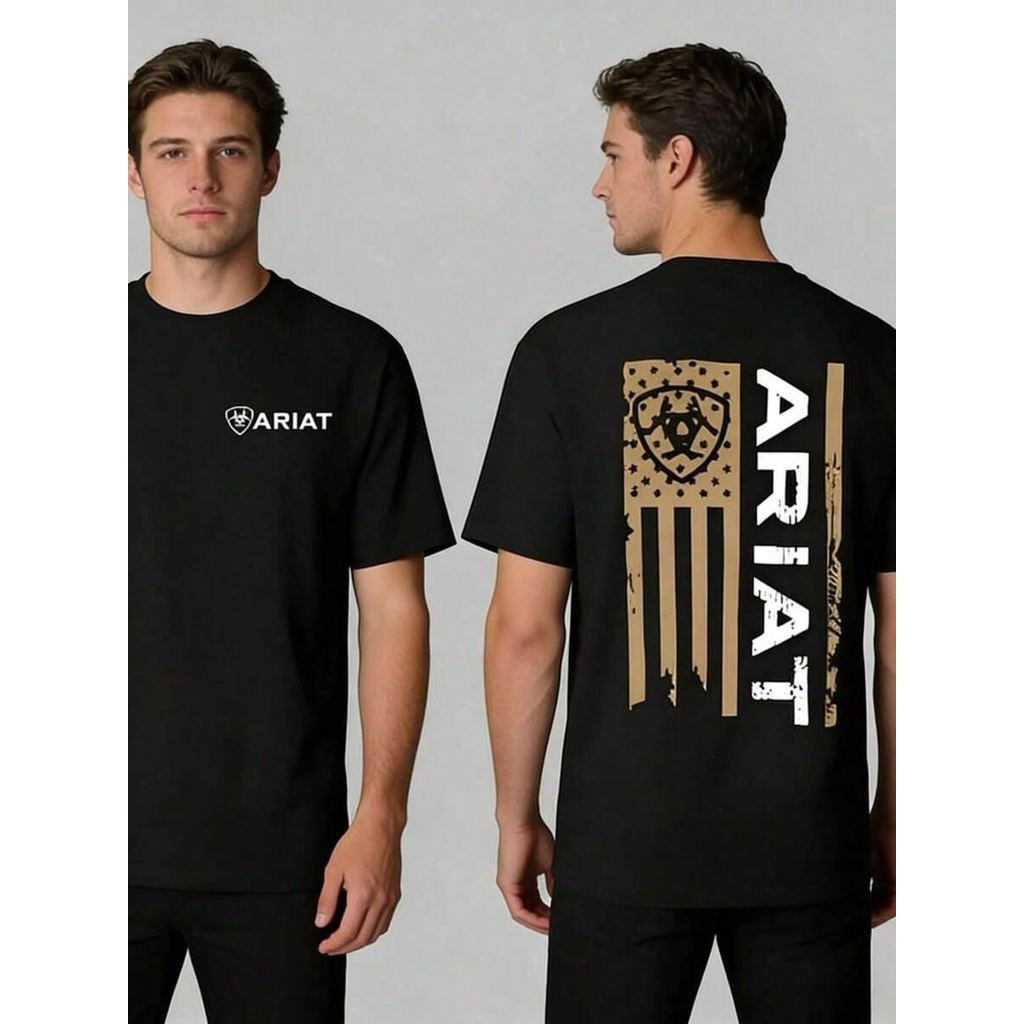 Camiseta Masculina Estampada Bandeira Ariat Country 100% Algodão