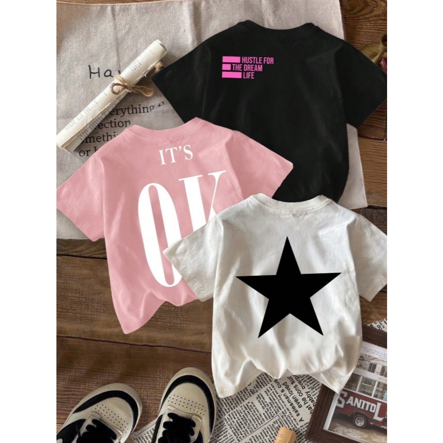 Kit 3 camiseta Feminina De Criança Streetwear T-shirt Moda Urbana Infantil Kit Tamanho 02 Ao 16 Enviamos Rápido