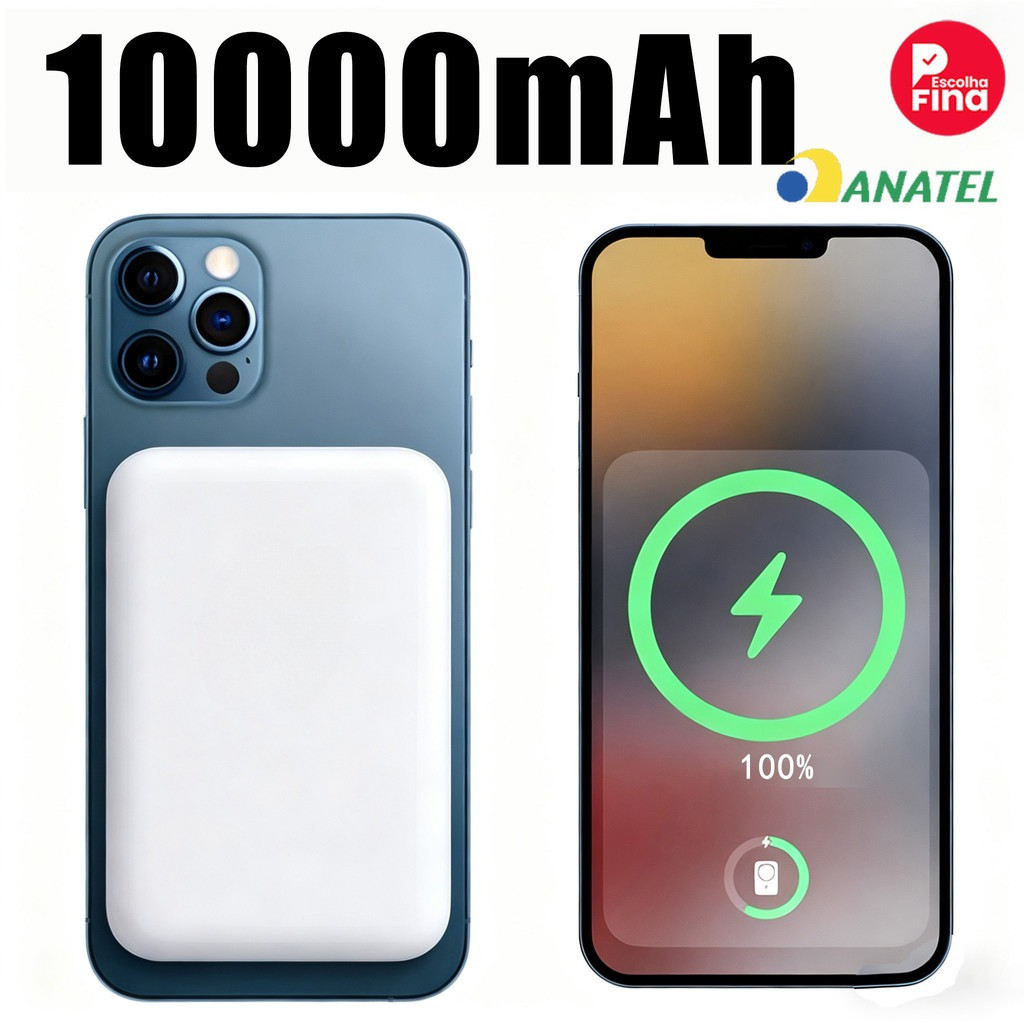 Carregador Portátil Indução para iPhone  Magsafe Apple Sem fio Bateria Carga 300