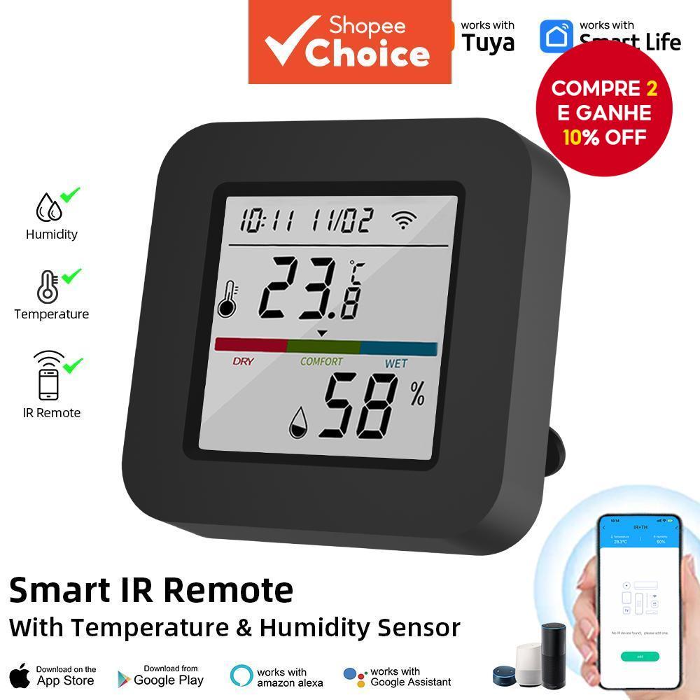 sensor De Umidade E Temperatura IR Universal Inteligente Tuya Para TV/Ar Condicionado Funciona Com Alexa Google