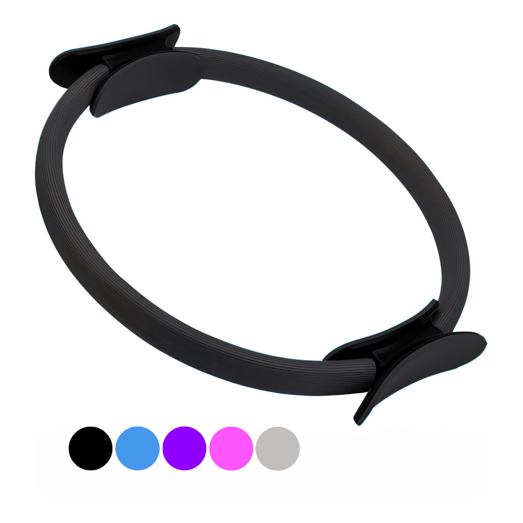 Anel Pilates Lopez Imports Magic Circle 36cm Flexível Antiderrapante Preto
